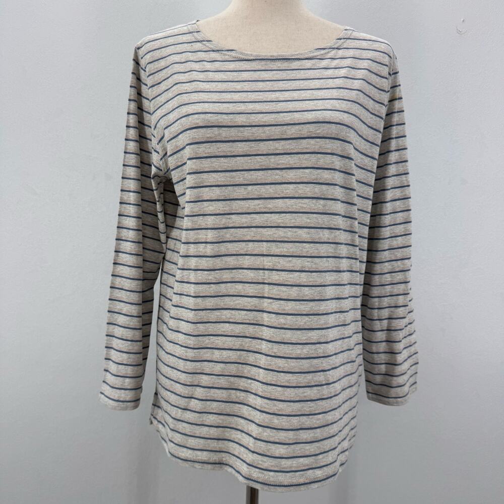 NWT APC Breton Striped Cotton Tee Shirt Grey Women's XL Preppy Travel Casual